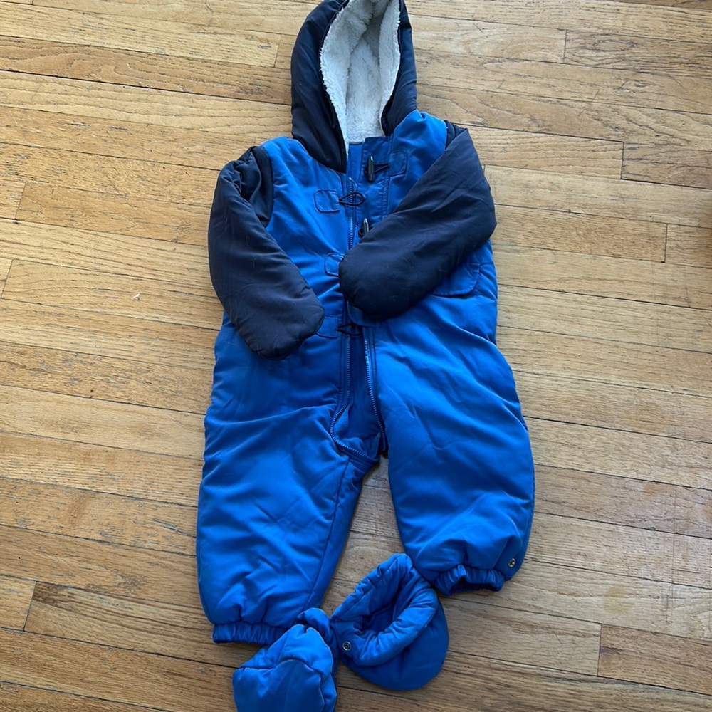 First Impressions snow bib with attached gloves and feet coverings 18m